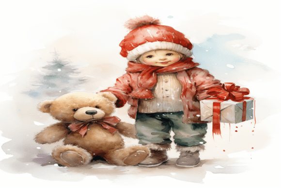 Christmas Child Bear Background for Design Projects