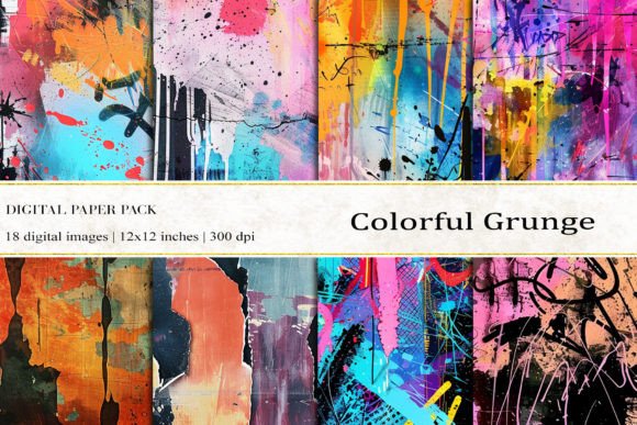 Colorful Grunge Digital Papers: A Versatile Resource for Creative Projects