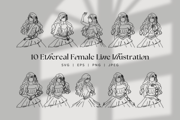 Goddess Lineart Ethereal Female Outline: A Touch of Enchantment for Creative Projects