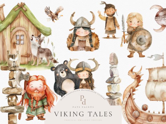 Nursery Viking Tales Clipart Bundle