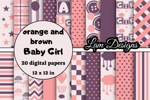 Orange and Brown Baby Girl Digital Paper: A Versatile Design Tool for Creative Projects