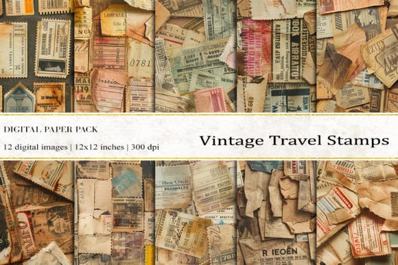 Vintage Travel Stamps Digital Papers: A Versatile Resource for Creative Projects