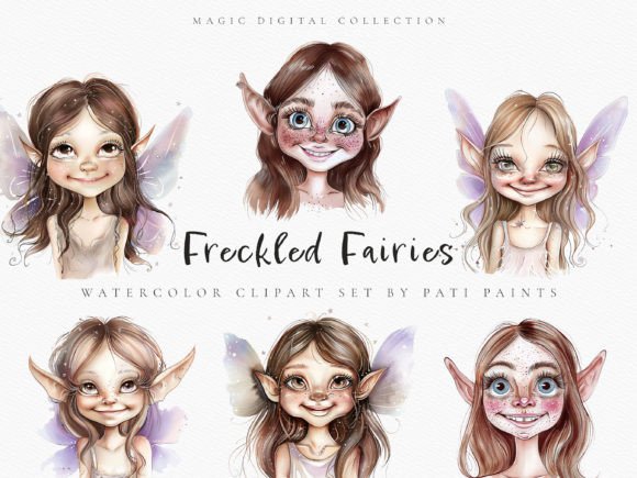 Watercolor Fairy Face Clipart Bundle: A Magical Addition to Your Creative Projects