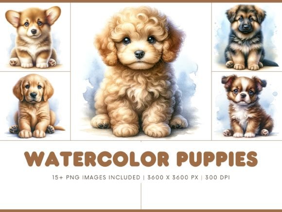 Watercolor Puppies Clipart Bundle: A Versatile Addition to Creative Projects